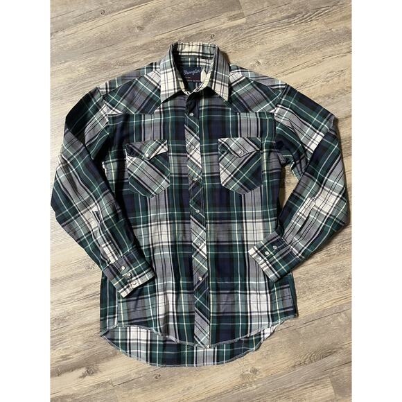 Vintage Wrangler X-Long Tails Single Needle Tailoring Button Shirt 15 1/2-33 - Picture 1 of 6